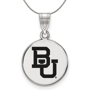 Sterling Silver Baylor U Medium Enamel Disc Necklace - 20 Inch